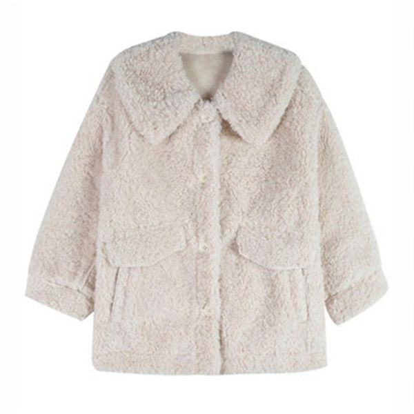women's wool & blends coats 2021 winter lambswool jacket loose plush plus size female outerwear trendy turndown collar ladies clothes, Black
women's wool & blends coats 2021 winter lambswool jacket loose plush plus size female outerwear trendy turndown collar ladies clothes, Black