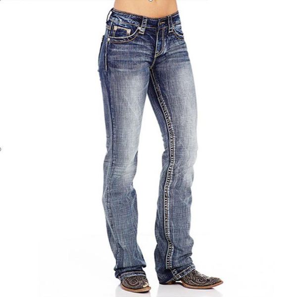 women's jeans woman middle-waisted washed show thin pants straight trousers contrast plus size, Blue
women's jeans woman middle-waisted washed show thin pants straight trousers contrast plus size, Blue