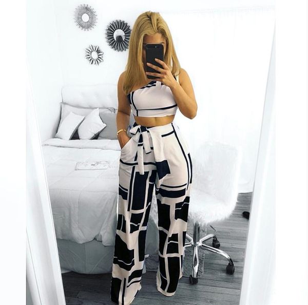 women's two piece pants woman broad leg trousers casual twinset 2 set women pattern, White
women's two piece pants woman broad leg trousers casual twinset 2 set women pattern, White
