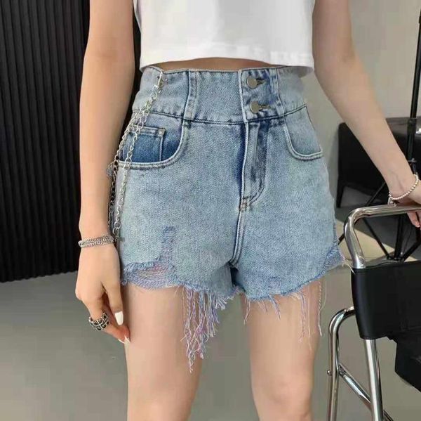 women's shorts 2021 summer design sense chain denim women short femme feminino, White;black
women's shorts 2021 summer design sense chain denim women short femme feminino, White;black