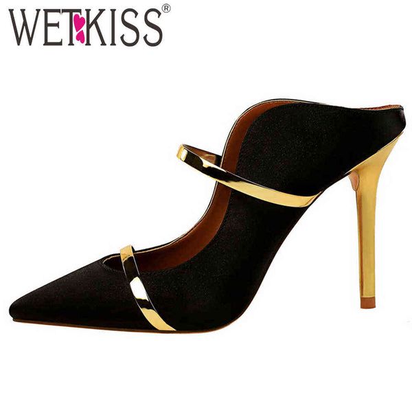 wetkiss women outside slippers metal thin high heels slippers shallow pointed toe sandals ladies party shoes colors 210630, Black
wetkiss women outside slippers metal thin high heels slippers shallow pointed toe sandals ladies party shoes colors 210630, Black