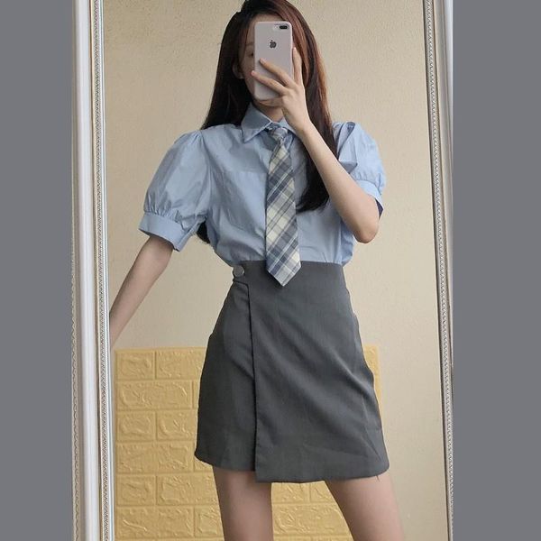 clothing sets japanese style college uniform sweet girls puff sleeve plaid tie shirts solid color irregular short skirts school, White
clothing sets japanese style college uniform sweet girls puff sleeve plaid tie shirts solid color irregular short skirts school, White