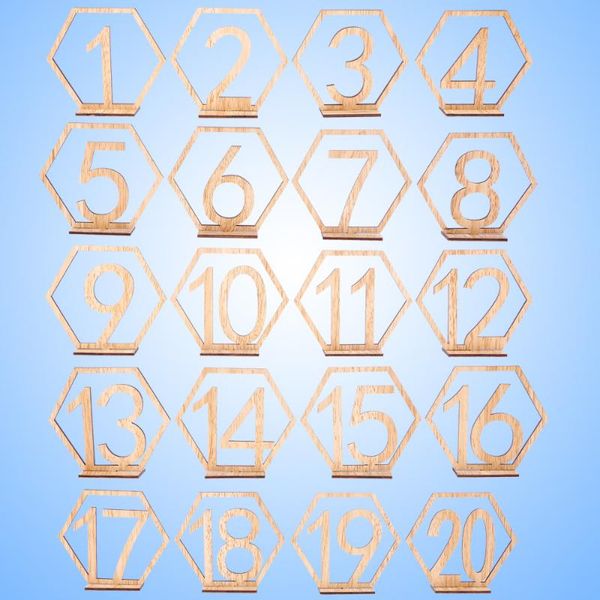 party decoration 20pcs hexagon 1-20 wooden table numbers with holder base for wedding
party decoration 20pcs hexagon 1-20 wooden table numbers with holder base for wedding