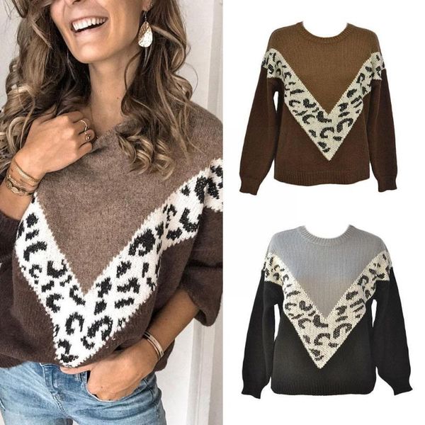 women's sweaters 2021 fashion leopard sweater pullover ladies knitted jumper clothing stitching sleeve women full color o-neck t1r3, White;black
women's sweaters 2021 fashion leopard sweater pullover ladies knitted jumper clothing stitching sleeve women full color o-neck t1r3, White;black