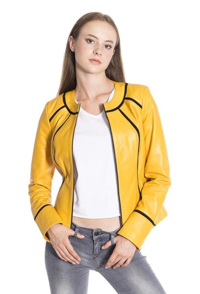 women's leather & faux women jacket genuine real coat lambskin female yellow, Black
women's leather & faux women jacket genuine real coat lambskin female yellow, Black