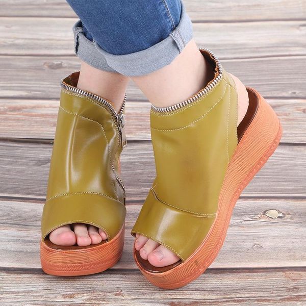 sandals women summer zipper shoes outdoor fashion peep toe platform slippers pu leather wedges heels ladies, Black
sandals women summer zipper shoes outdoor fashion peep toe platform slippers pu leather wedges heels ladies, Black