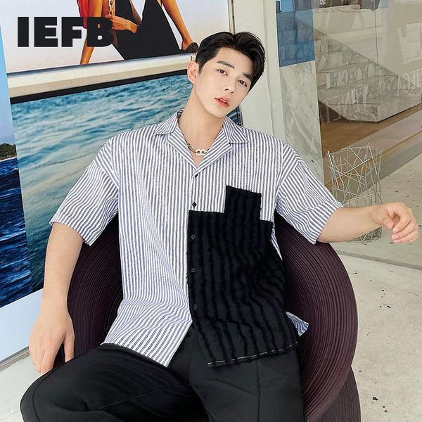 men's casual shirts iefb clothing 2021 summer ins design korean loose stitching tassel striped notched collar short sleeve 9y8014, White;black
men's casual shirts iefb clothing 2021 summer ins design korean loose stitching tassel striped notched collar short sleeve 9y8014, White;black