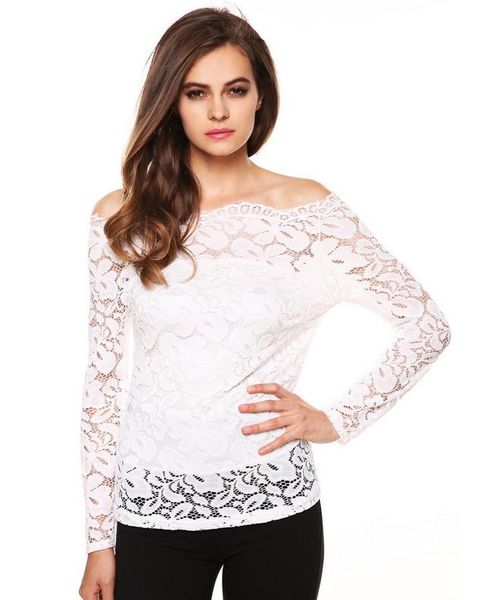 women blusas spring casual lace floral long sleeve slash neck blouse shirts slim women's blouses, White
women blusas spring casual lace floral long sleeve slash neck blouse shirts slim women's blouses, White