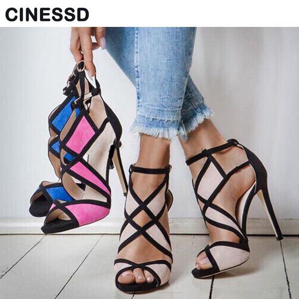 party girls sandals color matching peep toe summer shoes fashion cross-tied hollow ankle strap stiletto heel 11cm 3 c, Black
party girls sandals color matching peep toe summer shoes fashion cross-tied hollow ankle strap stiletto heel 11cm 3 c, Black