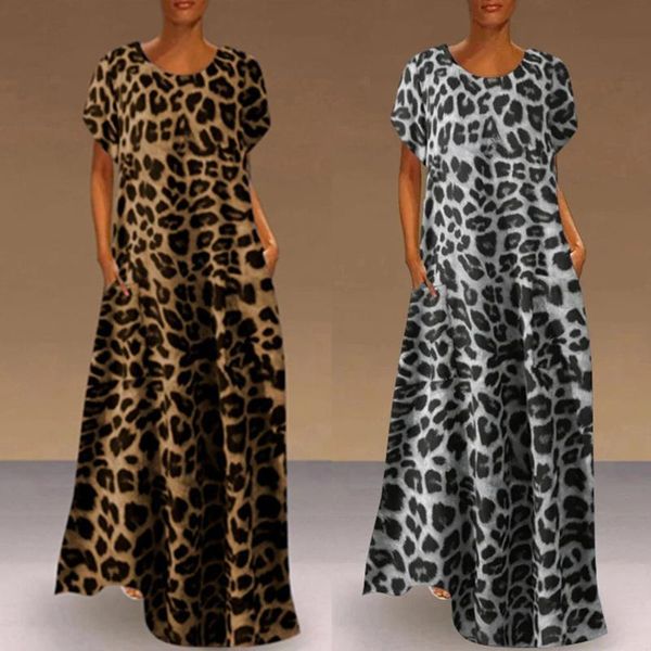 casual dresses summer leopard print long maxi fashion women short sleeves loose elegant party vestidos, Black;gray
casual dresses summer leopard print long maxi fashion women short sleeves loose elegant party vestidos, Black;gray