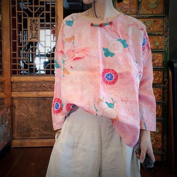 women's blouses & shirts johnature 2021 chinese style women autumn linen o-neck casual print flower loose ramie shirt, White
women's blouses & shirts johnature 2021 chinese style women autumn linen o-neck casual print flower loose ramie shirt, White