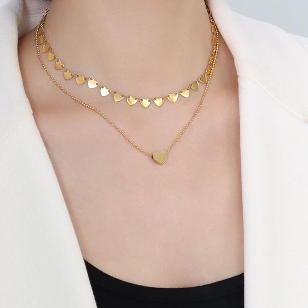 chokers stylish gold color stainless steel double chains hearts necklace for women jewelry, fashion love choker necklaces female, Golden;silver
chokers stylish gold color stainless steel double chains hearts necklace for women jewelry, fashion love choker necklaces female, Golden;silver