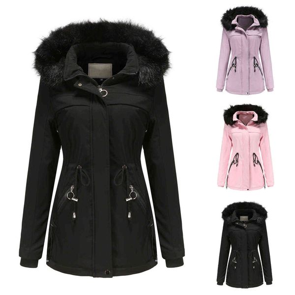 women's parkas winter hooded thick overcoat fashion solid color outwear female warm coat jacket ladies parkas coat 211130, Black
women's parkas winter hooded thick overcoat fashion solid color outwear female warm coat jacket ladies parkas coat 211130, Black