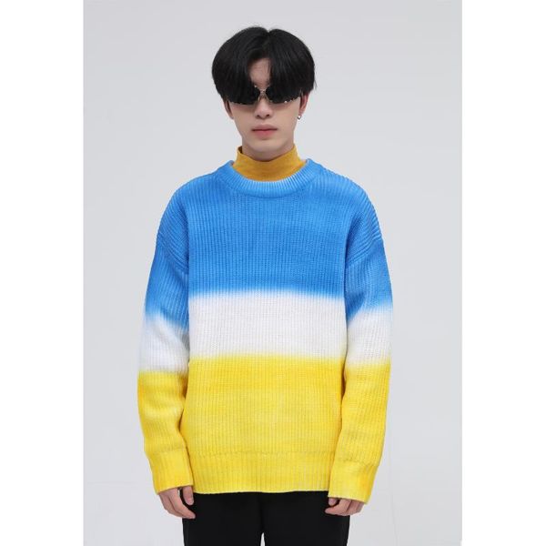men's sweaters sweater autumn loose gradient stitching o-neck knitted pullover blue korean men clothes winter streetwear male blouse, White;black
men's sweaters sweater autumn loose gradient stitching o-neck knitted pullover blue korean men clothes winter streetwear male blouse, White;black