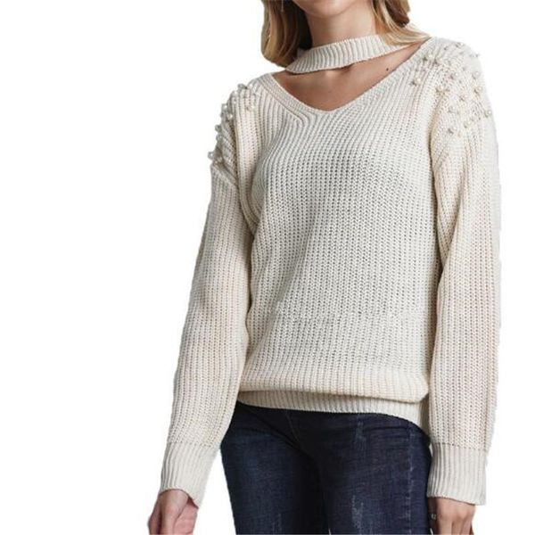 women's sweaters wkoud women clothes 2021 fashion beading solid beige hollow out knitted pullovers winter ol streetwear y8075, White;black
women's sweaters wkoud women clothes 2021 fashion beading solid beige hollow out knitted pullovers winter ol streetwear y8075, White;black