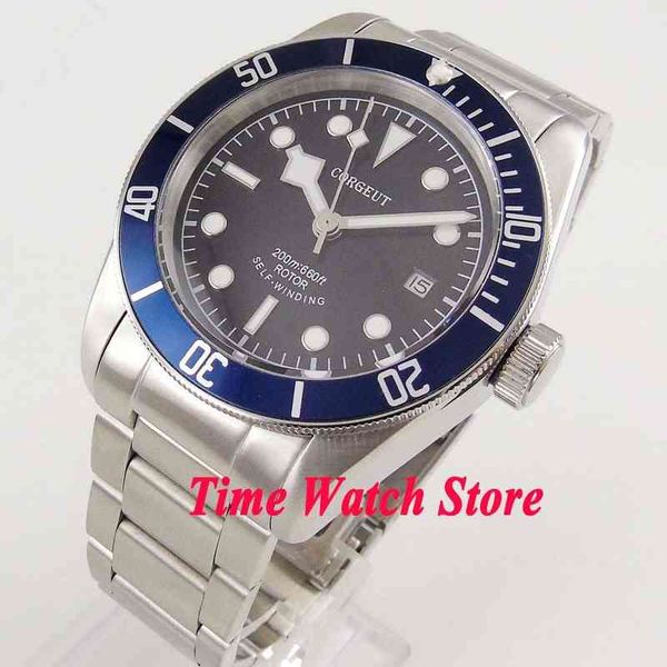 41mm corgeut miyota 8215 automatic men's watch mens black dial date blue alloy bezel insert sapphire glass steel bracelet cor92, Slivery;brown
41mm corgeut miyota 8215 automatic men's watch mens black dial date blue alloy bezel insert sapphire glass steel bracelet cor92, Slivery;brown