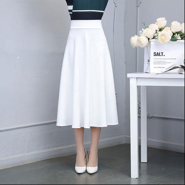high waist pleated elegant womens skirts white calf length flared fashion faldas saia plus size ladies jupe office, Black
high waist pleated elegant womens skirts white calf length flared fashion faldas saia plus size ladies jupe office, Black