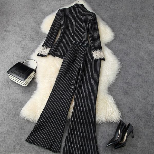 pants 2021 spring autumn business suit women lace embroidery blazer coats+beading deco flare leg long pant sets 2pc, White
pants 2021 spring autumn business suit women lace embroidery blazer coats+beading deco flare leg long pant sets 2pc, White