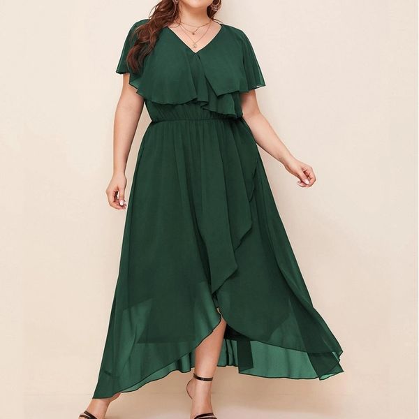 large size 5xl elegant dresses for women v neck short sleeve long loose ruffles female office summer fashion chiffon clothing 210527, Black;gray
large size 5xl elegant dresses for women v neck short sleeve long loose ruffles female office summer fashion chiffon clothing 210527, Black;gray