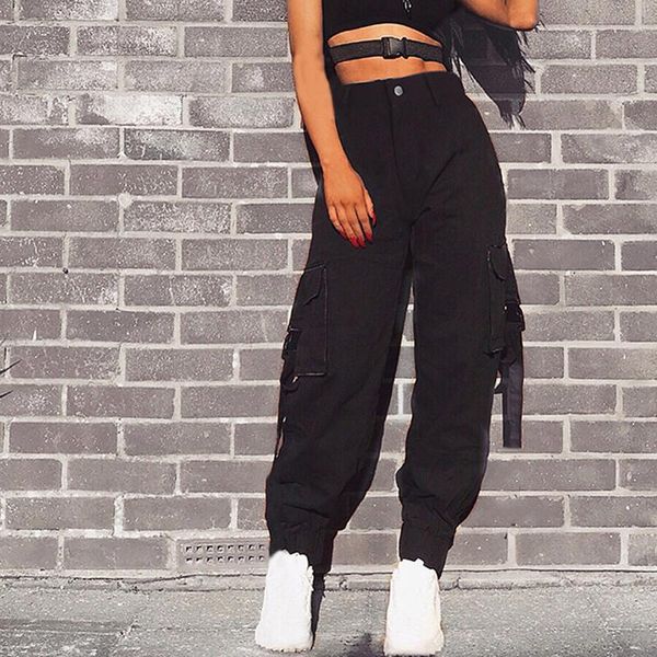 women's pants & capris women casual high waist streetwear cargo side pockets female trousers ladies long, Black;white
women's pants & capris women casual high waist streetwear cargo side pockets female trousers ladies long, Black;white