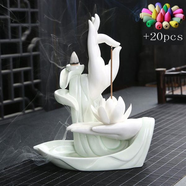 fragrance lamps gift 20cones white ceramic incense censer buddha hand backflow burner lotus stick holder christmas year
fragrance lamps gift 20cones white ceramic incense censer buddha hand backflow burner lotus stick holder christmas year