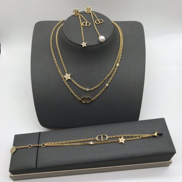 designer jewelry di 2021 star double layer necklace women's plated earrings tassels versatile temperament bracelet, Black
designer jewelry di 2021 star double layer necklace women's plated earrings tassels versatile temperament bracelet, Black