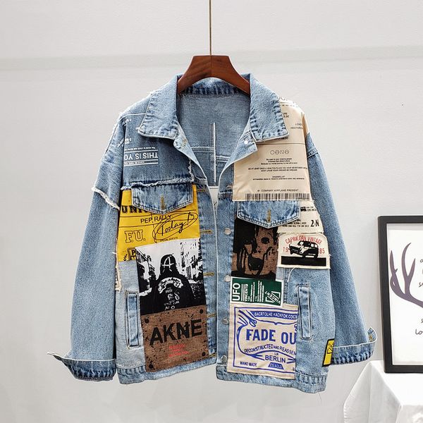 jacket fashion patch designs denim jackets women loose irregular jeans jacket coat letter print streetwear female outerwear, Black;brown
jacket fashion patch designs denim jackets women loose irregular jeans jacket coat letter print streetwear female outerwear, Black;brown