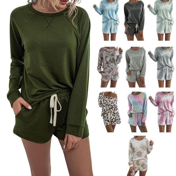 women tie-dye leopard print 2 piece pajamas set pullover long sleeve o-neck shirt drawstring shorts casual loose tracksuit women's trac, Gray
women tie-dye leopard print 2 piece pajamas set pullover long sleeve o-neck shirt drawstring shorts casual loose tracksuit women's trac, Gray