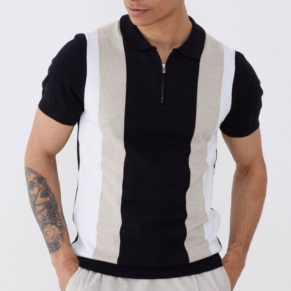 generous pattern men's zipper polo shirt comfortable breathable fashionable cool daily travel work party, White;black
generous pattern men's zipper polo shirt comfortable breathable fashionable cool daily travel work party, White;black
