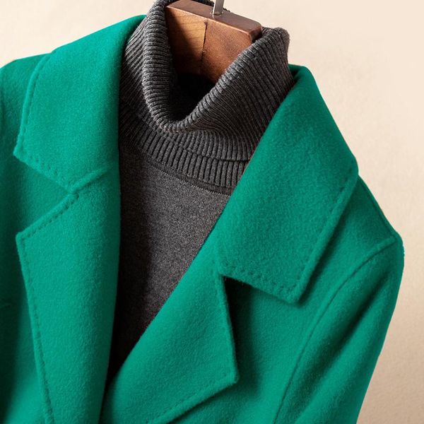 women's wool & blends peacock blue double-sided cashmere overcoat for women in autumn and winter of 2021, Black
women's wool & blends peacock blue double-sided cashmere overcoat for women in autumn and winter of 2021, Black