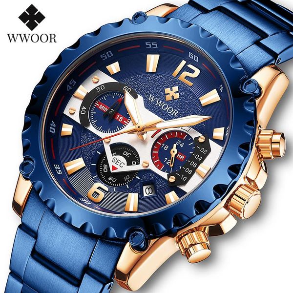 wristwatches wwoor brand blue full steel watches men luminous waterproof sport wrist watch man quartz military chronograph with box, Slivery;brown
wristwatches wwoor brand blue full steel watches men luminous waterproof sport wrist watch man quartz military chronograph with box, Slivery;brown
