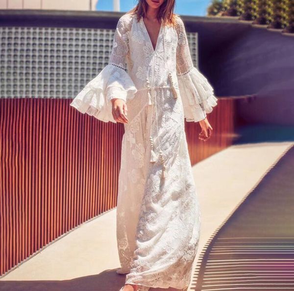 casual dresses 2021 autumn white lace maxi dress flare sleeve v-neck big hem long party verano, Black;gray
casual dresses 2021 autumn white lace maxi dress flare sleeve v-neck big hem long party verano, Black;gray