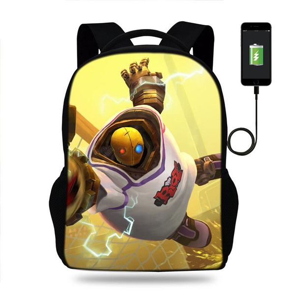 school bags usb charging backpack boys girls teemo ezreal printed casual travel shouler rucksack