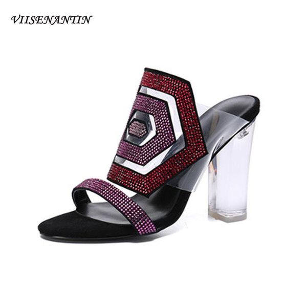 sandals personalized rhinestone fashion women's shoes pointed toe color matching transparent thick high-heeled, Black
sandals personalized rhinestone fashion women's shoes pointed toe color matching transparent thick high-heeled, Black