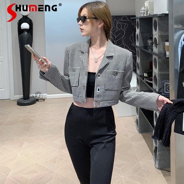 women's jackets 2021 autumn and winter tweed short thin jacket coat office ladies retro metal buckle houndstooth suit streetwear, Black;brown
women's jackets 2021 autumn and winter tweed short thin jacket coat office ladies retro metal buckle houndstooth suit streetwear, Black;brown
