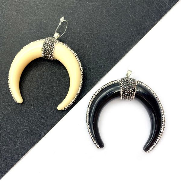 charms resin ox bone pendant necklace moon shape natural stone black and white diamond diy jewelry handmade accessories, Bronze;silver
charms resin ox bone pendant necklace moon shape natural stone black and white diamond diy jewelry handmade accessories, Bronze;silver