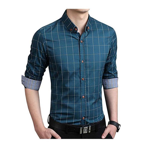 men's casual shirts hemiks plaid mens causal turn -down collar long sleeve homme dress button down slim fit camisa business masculina, White;black
men's casual shirts hemiks plaid mens causal turn -down collar long sleeve homme dress button down slim fit camisa business masculina, White;black