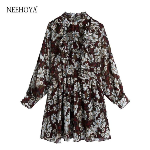 women 2021 chic fashion floral print ruffled mini dress vintage elastic waist with lining female dresses vestidos mujer casual, Black;gray
women 2021 chic fashion floral print ruffled mini dress vintage elastic waist with lining female dresses vestidos mujer casual, Black;gray