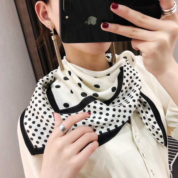 south korea's 70 dot silk small square women's decorative versatile summer thin literary scarf, Blue;gray
south korea's 70 dot silk small square women's decorative versatile summer thin literary scarf, Blue;gray