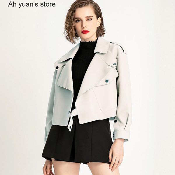 women's leather & faux ah yuan jacket women loose soft vintage motorcycle biker coat short pu punk autumn streetwear outwear, Black
women's leather & faux ah yuan jacket women loose soft vintage motorcycle biker coat short pu punk autumn streetwear outwear, Black