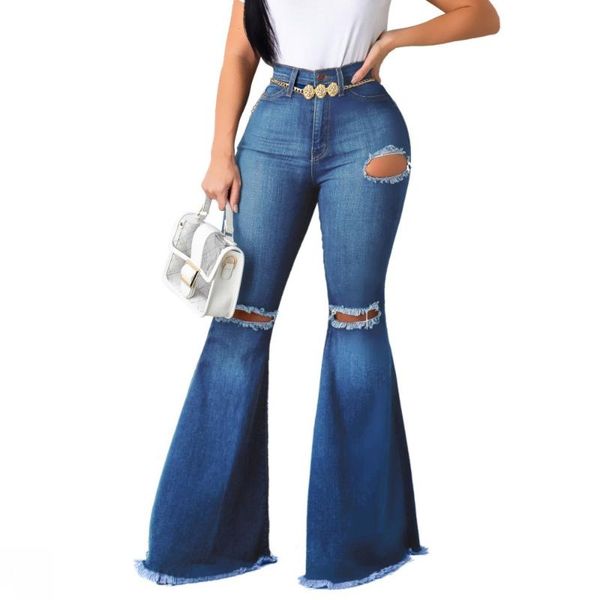 women's jeans long retro high-waist stretch hip-lifting ripped hole personality trendy wide-leg flared pants mopping, Blue
women's jeans long retro high-waist stretch hip-lifting ripped hole personality trendy wide-leg flared pants mopping, Blue