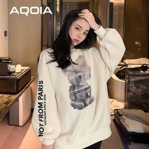 high street bear loose women's sweatshirts hoodies o neck long sweatshirt womam winter autumn ins fashion female pullovers 210521, Black
high street bear loose women's sweatshirts hoodies o neck long sweatshirt womam winter autumn ins fashion female pullovers 210521, Black