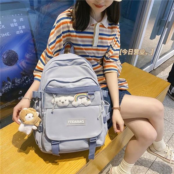 school bags korean style solid color women's backpack nylon waterproof and wear-resistant student bag
school bags korean style solid color women's backpack nylon waterproof and wear-resistant student bag