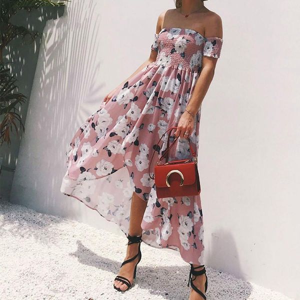 casual dresses off shoulder floral print dress women summer beach style bohemia chiffon high waist split long female vestidos, Black;gray
casual dresses off shoulder floral print dress women summer beach style bohemia chiffon high waist split long female vestidos, Black;gray