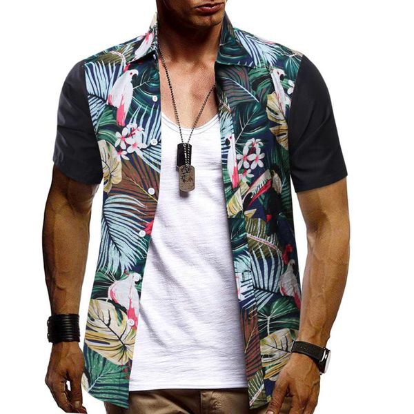 men's casual short sleeve tropical print patchwork button down shirts 2021 summer fashion shirt beach hawaiian, White;black
men's casual short sleeve tropical print patchwork button down shirts 2021 summer fashion shirt beach hawaiian, White;black