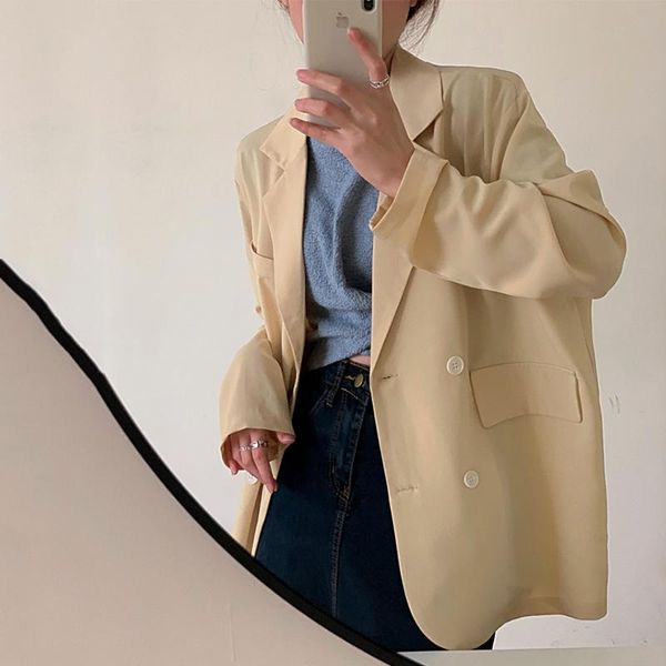 women's suits & blazers ftlzz spring autumn office lady solid color notched double breasted blazer women fashion long sleeve buttons lo, White;black
women's suits & blazers ftlzz spring autumn office lady solid color notched double breasted blazer women fashion long sleeve buttons lo, White;black