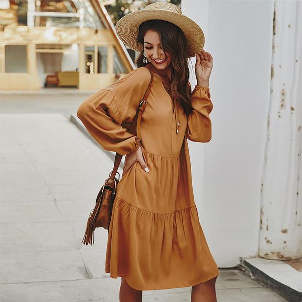 women's summer midi dress loose solid v neck lantern sleeve high waist ladies sundress pleated a line vestido for female casual dresses, Black;gray
women's summer midi dress loose solid v neck lantern sleeve high waist ladies sundress pleated a line vestido for female casual dresses, Black;gray