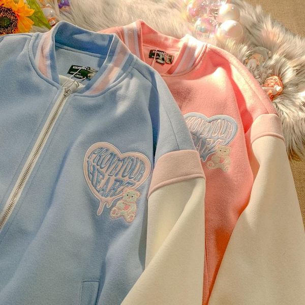 women's jackets korean preppy style sweet kawaii long sleeve jacket y2k e-girl baseball uniform harajuku streetwear autumn zip-up outer, Black;brown
women's jackets korean preppy style sweet kawaii long sleeve jacket y2k e-girl baseball uniform harajuku streetwear autumn zip-up outer, Black;brown