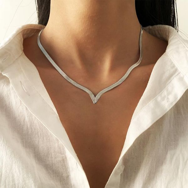 chains clavicle blade statement women gold silver color v-shape stainless steel 40+7cm snake choker necklace chain jewelry
chains clavicle blade statement women gold silver color v-shape stainless steel 40+7cm snake choker necklace chain jewelry