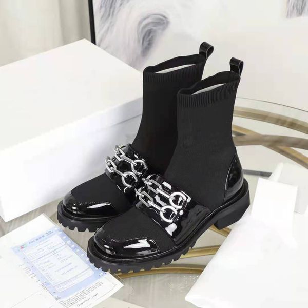catwalk style luxury designer boots women outdoor shoes stretch sock boots fashion double metal chain decoration size 35-41 with box xx-0394, Black
catwalk style luxury designer boots women outdoor shoes stretch sock boots fashion double metal chain decoration size 35-41 with box xx-0394, Black